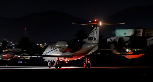 Learjet 35 (N389KA) - Medivac learjet N389KA about to depart St Maarten for Curacao on a evening run!