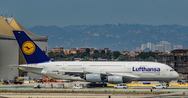 Airbus A380-800 (D-AIMK) - D-AIMK Lufthansa Airbus A380-841 s/n 146 - Delivered March 2014 br /br /Los Angeles International Airport (IATA: LAX, ICAO: KLAX, FAA LID: LAX)br /Photo: TDelCorobr /September 2, 2017