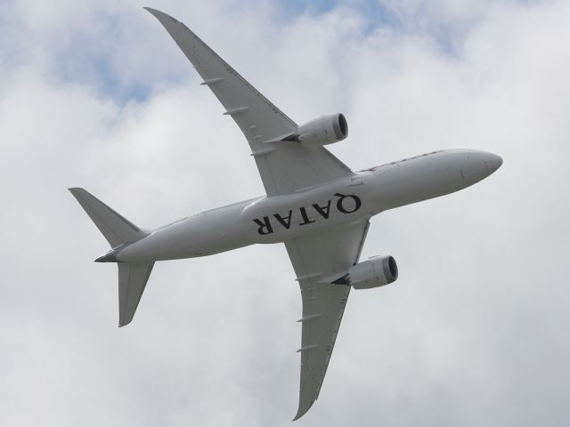 Boeing 787-8 (N10187) - The B787-800 showing off her sleek lines, during her flight display at Farnborough Airshow 2012.