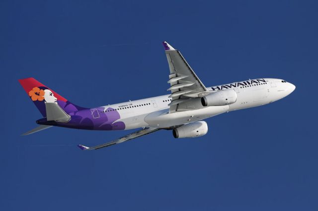 N385HA — - A Hawaiian Airlines operated Airbus A330-243 after departure from the Los Angeles International Airport, LAX, Westchester, Los Angeles, California