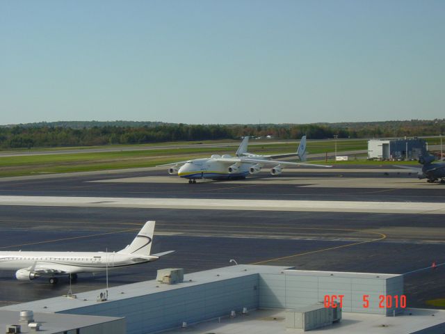 Antonov An-225 Mriya (UR-82060) - Taken from the 9th floor of the airport hotel in Bangor Maine. Watch the departure video http://www.youtube.com/watch?v=zNnc1-IAyEs