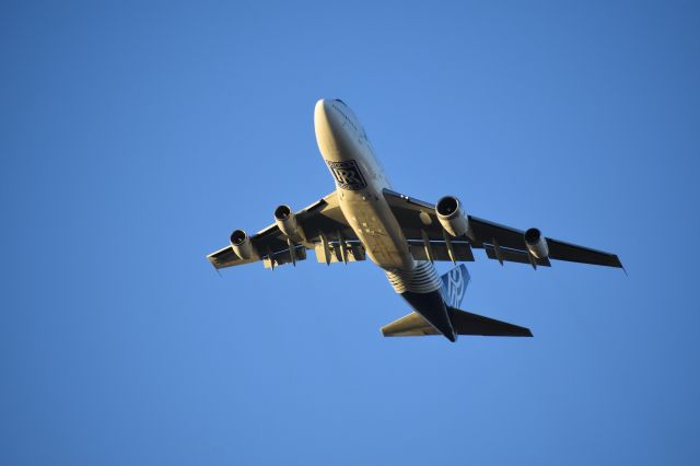 Boeing 747-200 (N787RR) - Taken from my office. Rolls Royce 747 Test Bed Low Pass