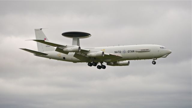 Boeing JE-3 Sentry (LXN90459) - "OTAN 3", a NATO E-3A Sentry on final to Rwy 16R for a touch and go landing on 9.27.13. (LN:971 cn 22854). An unusual sight here since the aircraft are based in Germany.