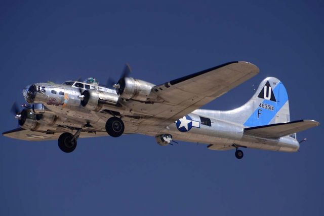 Boeing B-17 Flying Fortress (N9323Z) - Boeing B-17G Flying Fortress N9323Z Sentimental Journey taking off from Phoenix-Mesa Gateway Airport on March 1, 2013.