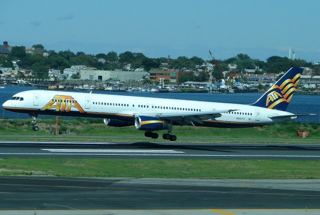 BOEING 757-300 (N560TZ) - ATA 757-300 N560TZ about to touch down on Runway 31 at LGA back on Aug 21, 2006. This LONG bird went on to Continental and now United as N57870.