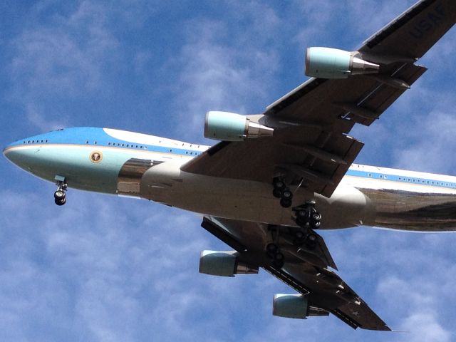 Boeing 747-200 (VC25A) - McReynolds Athletic Complex Yorktown VA, USA. Training flights, touch and goes at PHF, 18 March 2015.