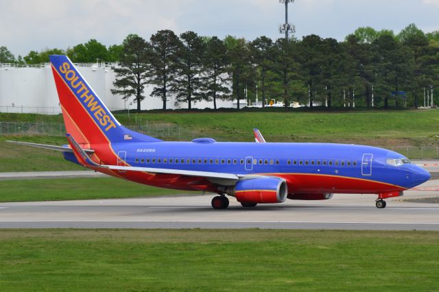 Boeing 737-700 (N449WN) - Takeoff roll runway 18C at KCLT - 4/13/19