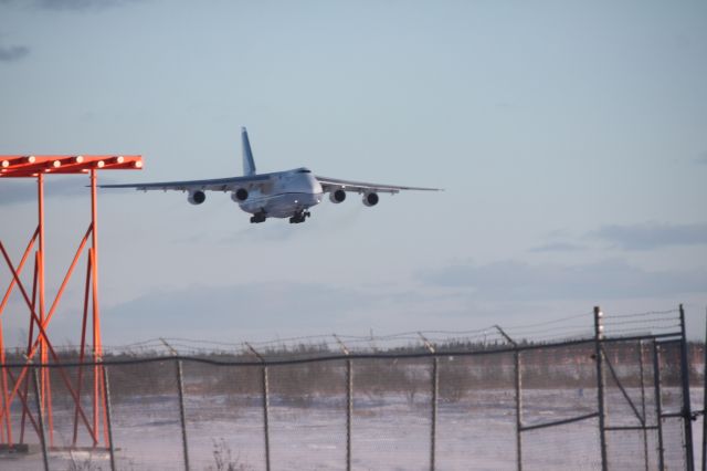 Antonov An-124 Ruslan (UR-82029) - Antonov flight ADB2540br /An-124 UR-82029 arriving at CYQX from KPSMbr /Cold and windy day out on the airfield.