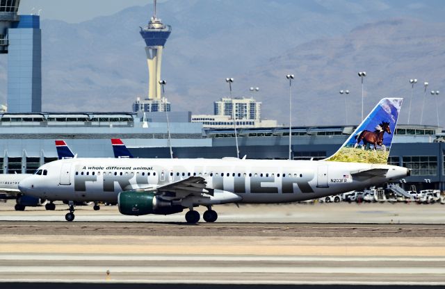 Airbus A320 (N203FR) - N203FR  Frontier Airlines Airbus A320-214  (cn 1806) - McCarran International Airport (KLAS)br /Las Vegas, Nevadabr /TDelCorobr /August 22, 2013