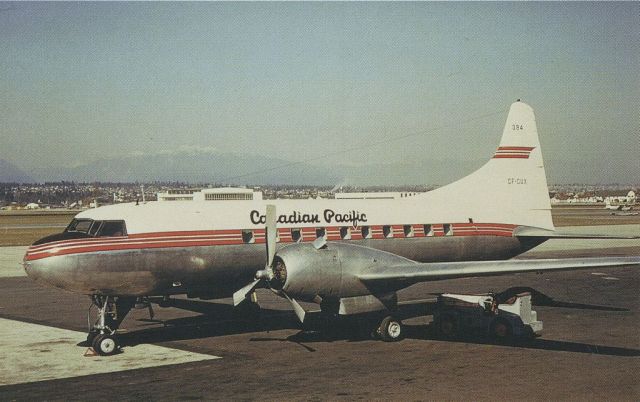 CONVAIR CV-340 Convairliner (C-FCUX) - scanned from postcardbr /Canadien pacific airlines