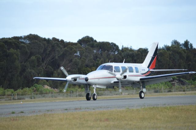 Piper Navajo (VH-OYM) - Navajo OYM landing RWY 14, Flinders Island, Oct 2016