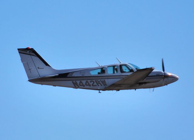 Beechcraft 55 Baron (N442RW) - Departing runway 20 at KJQF - 1/25/12