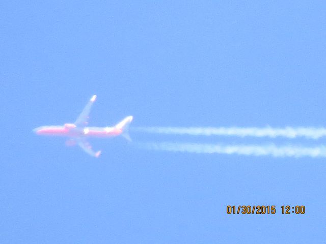 Boeing 737-800 (N8600F) - Southwest Airlines flight 4667 from BWI to SAN over Joplin Missouri at 36,000 feet.