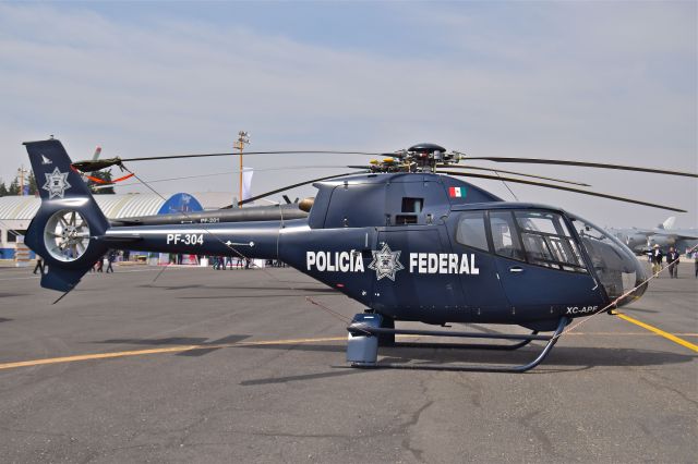 Eurocopter EC-120 Colibri (XC-APF) - Airbus Helicopters H120 Colibri XC-APF/ PF-304 MSN 4333 of Mexican Federal Plice (PF) now National Guard (NG) on display during the open day in trade show "FAMEX 2019" at Santa Lucia AB (04/2019).