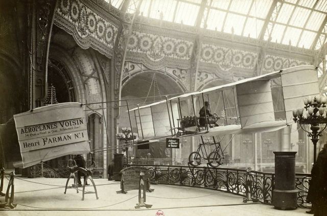 — — - Henri Farman plane, Paris, France, 1908