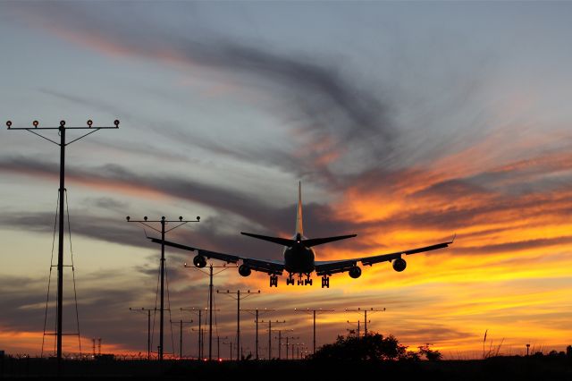 Boeing 747-400 — - Philippene Air Lines Boeing 747-400 landing into the sunset at LAX.