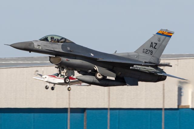 86-0279 — - Formation takeoff featuring a Cherokee and an F16... Who do you think won this race?