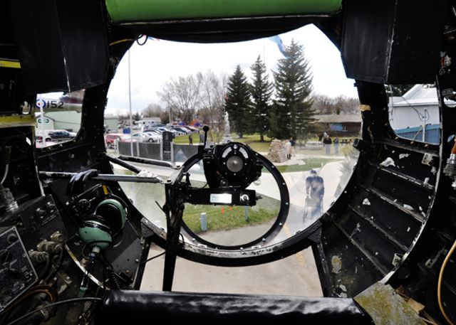 Avro 683 Lancaster (BXFM159) - Lancaster Bomb Aimers View of Bomber Command Museum Monument in Nanton Alberta