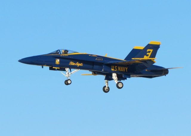 McDonnell Douglas FA-18 Hornet — - Blue Angel 3 coming into PHL for the Army-Navy game