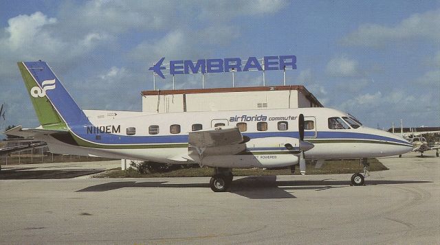 Embraer EMB-110 Bandeirante (N110EM) - scanned from postcardbr /Air Florida 