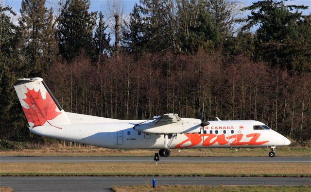 de Havilland Dash 8-300 (C-GTAQ) - Jazz DHC-8 301 arriving from Vancouver ( CYVR ) at Nanaimo BC (CYCD ) Jan 14th 2012