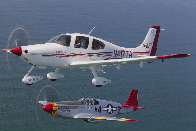 Cirrus SR-22 (N417TA) - Formation flying with Red Tail P-52C 