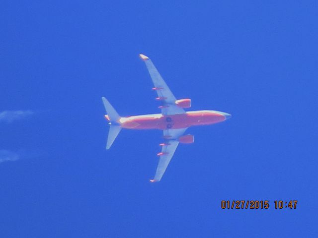 Boeing 737-700 (N402WN) - Southwest Airlines flight from Tulsa to MDW over Southeastern Kansas at 34,100 feet.