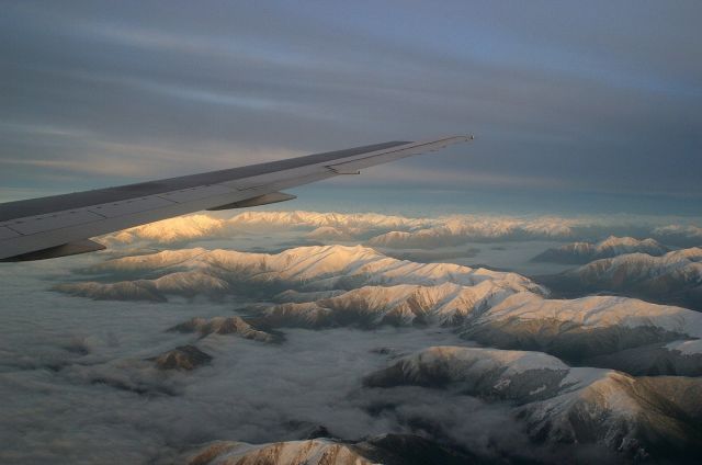 ZK-NCG — - Sunrise over the Southern Alps of New Zealand