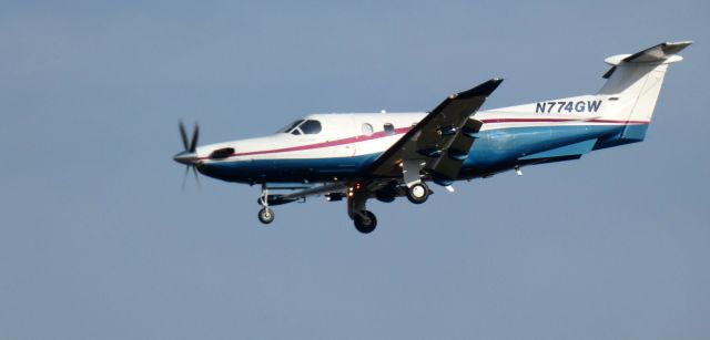 Pilatus PC-12 (N774GW) - About to touch down is this 2006 Pilatus PC-12/47 in the Winter of 2024.