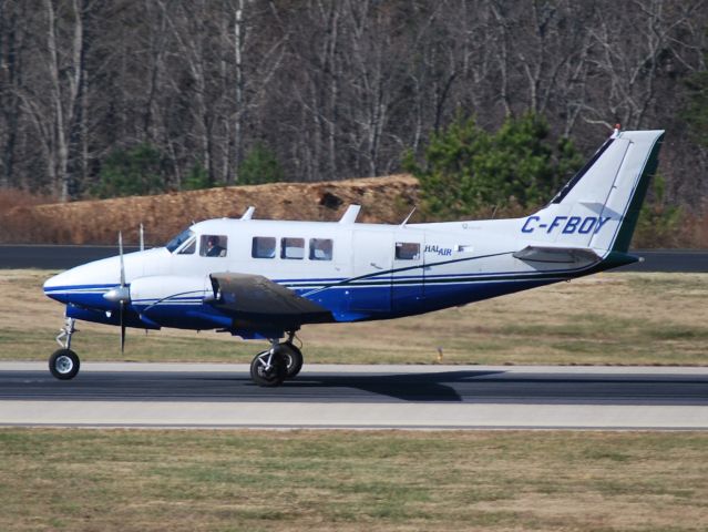 Beechcraft Queen Air (65) (C-FBOY) - 1526988 Ontario Inc. (HAL AIR) takeoff roll on runway 20 at KJQF - 12/14/12