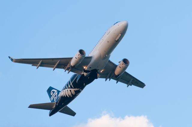 Airbus A320 (ZK-OXA) - ZK-OXA operating as Flight ANZ542, airborne off Runway 20 into the setting sun bound for Auckland. This was Sector 6 of 7 sectors in another long day.