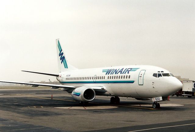 BOEING 737-300 (N930WA) - KLGB - My 1st trip ever and last, to Long Beach CA This was one of 3 Win Air jet's here this day - and glad we got them as WinAir went out of Business soon after. I also got video on my jetvideos.net page of a Win 737 200 departing for OAK>