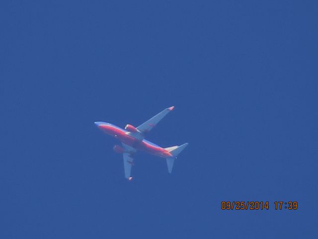 Boeing 737-700 (N261WN) - Southwest Airlines flight 3679 from ATL to DEN over Baxter Springs Kansas (78KS) at 38,000 feet.