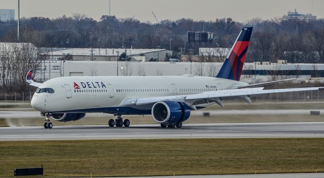 Airbus A350-900 (N503DN) - Delta crew training flight on landing roll at CMH.