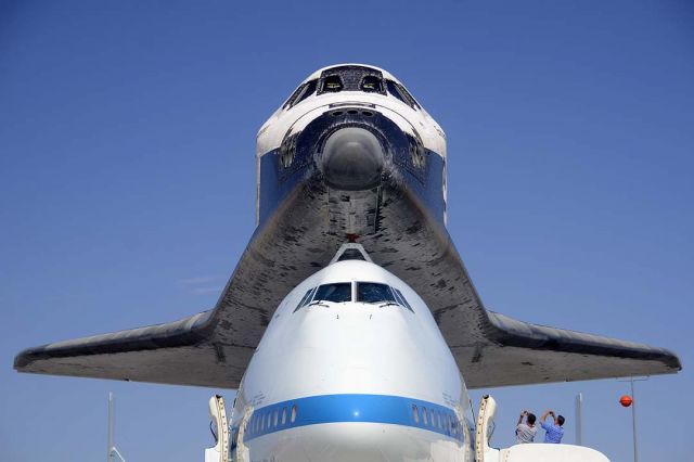 BOEING 747-100 (N905NA) - Space Shuttle Endeavour and Boeing 747-Shuttle Carrier Aircraft N905NA on static display at the NASA Dryden Flight Research Center on September 20, 2012.