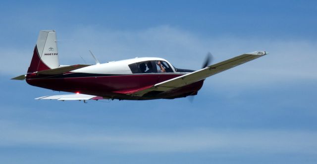 Mooney M-20 (N6813U) - Shortly after departure is this 1963 Mooney M22C Ranger from the Spring of 2022.