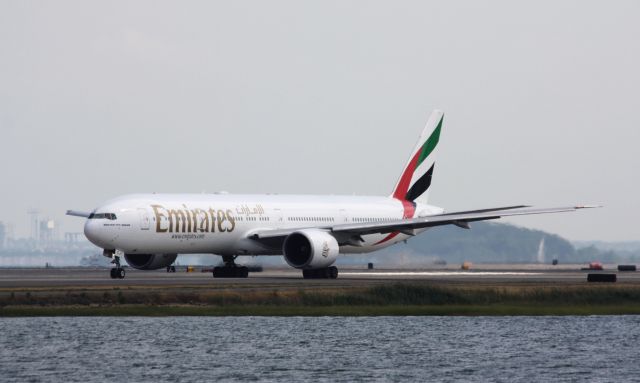 BOEING 777-300ER (A6-ECJ) - This Emirates flight was operating Dubai-Houston when it diverted to Boston Logan probably for fuel/crew change on 08/06/16.