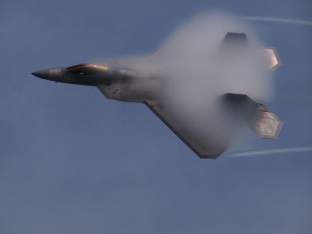 Lockheed F-22 Raptor — - F-22 Raptor banking over Cocoa Beach Florida