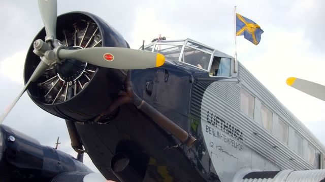 JUNKERS Ju-52/3m (D-CDLH) - Lufthansa Junkers JU-52 Tail sign: D-CDLH. • Original tail sign: D-AQUI at Hamburg Airport