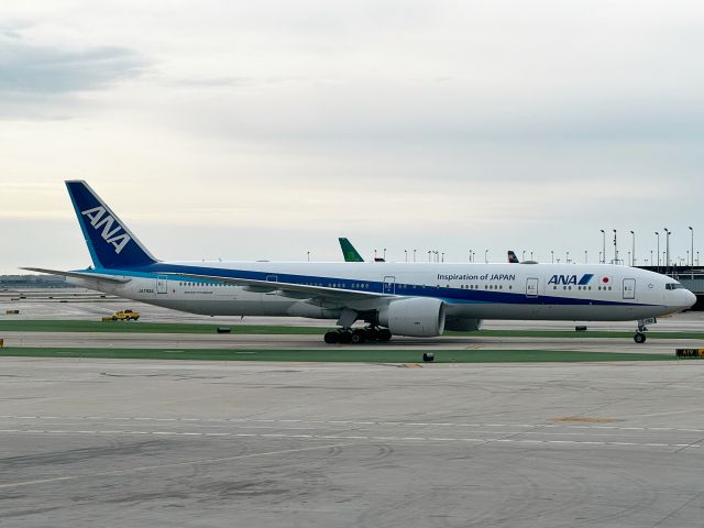 BOEING 777-300ER (JA793A) - Taxiing to T1 for its next departure.br / @ORD T5 on Mar. 24, 2024