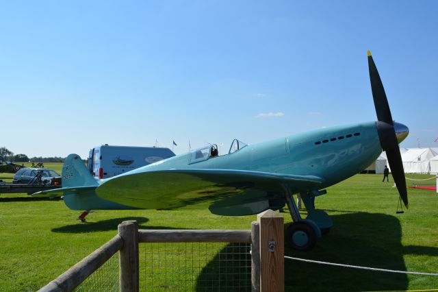 SUPERMARINE Spitfire (K5054) - Replica of the prototype Supermarine Spitfire, on display at Goodwood Airport on set up day for the Goodwood Revival Motor Race meeting on 10 Sep 2015. This aircraft is normally on display at the nearby Tangmere Military Aviation Museum.