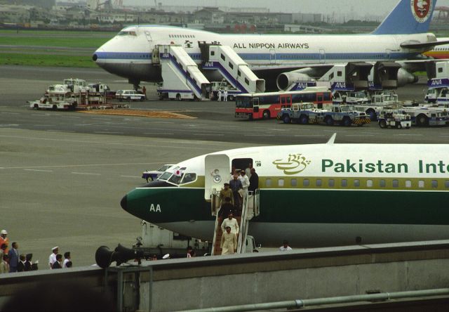 Boeing 707-300 (AP-BAA) - Parked at Tokyo-Haneda Intl Airport on 1987/07/12 "Special VIP Flight "