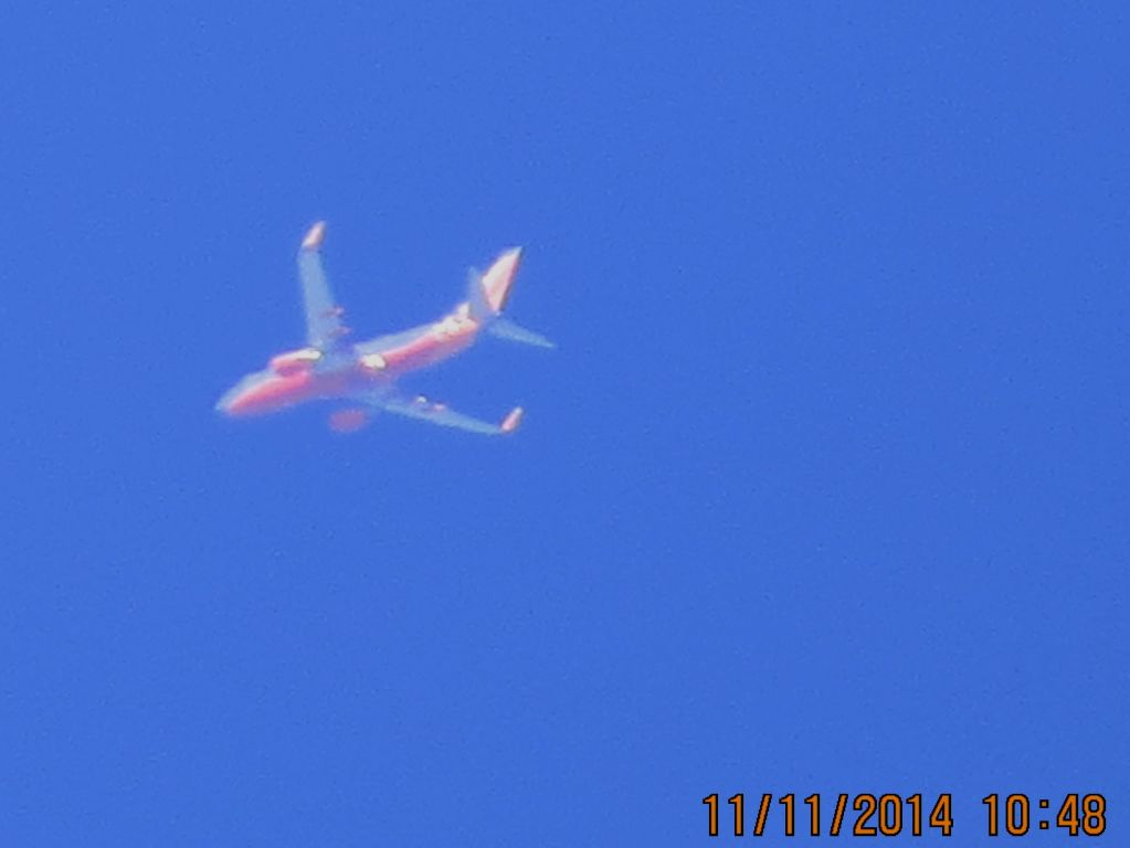 Boeing 737-700 (N900WN) - Southwest Airlines flight 662 from MDW to OKC over Southeastern Kansas at 40,000 feet.