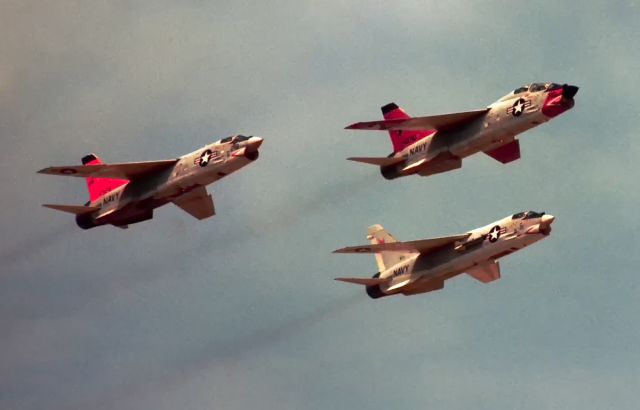 14-3710 — - TF-8A leading  2 other F-8 Crusaders at Pax River August 1968.