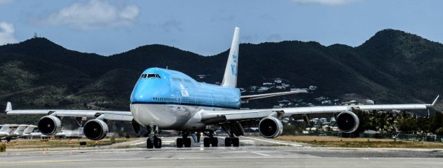 Boeing 747-400 (PH-BFN) - A KLM 744 backtracks at SXM for another beautiful display of her power for the crowd including me with a couple other fence riders that day. Honestly best experience of my life 