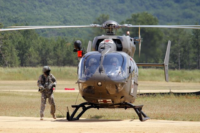 Eurocopter EC-635 (1172191) - A US Army National Guard UH-72A Lakota prepping for lift-off for another “DUSTOFF” MedEvac sortie on 16 Jul 2013.