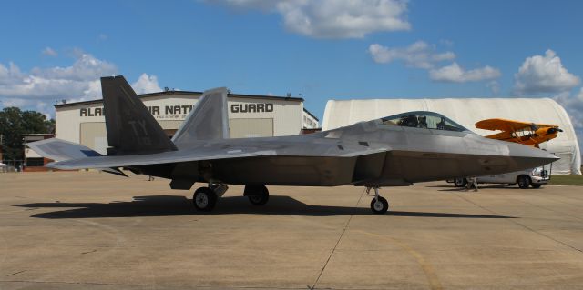 Lockheed F-22 Raptor (05101) - A Lockheed Martin F-22A Block 30 Raptor of Air Combat Command's F-22 Raptor Demonstration Team, taxiing along the Alabama Air National Guard's 187th Tactical Fighter Wing ramp, Dannelly Field, Montgomery, AL, at the 2018 Red Tails Over Montgomery Airshow rehearsal - September 7, 2018.