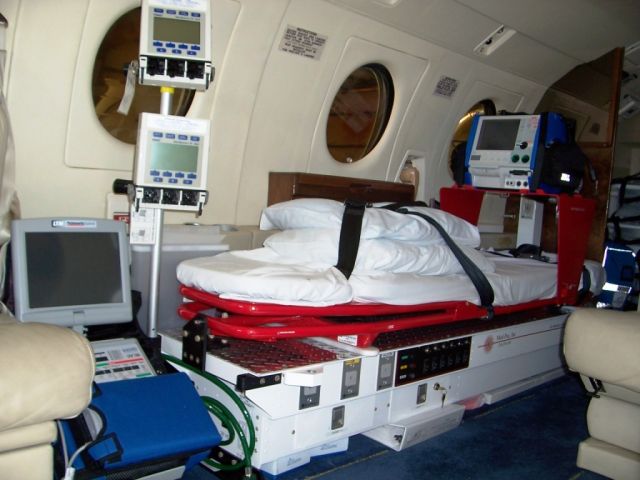 Mitsubishi MU-300 Diamond (N110DS) - Inside Airborne Critical Care, LLCs MU-300 aircraft AKA Critical Care One