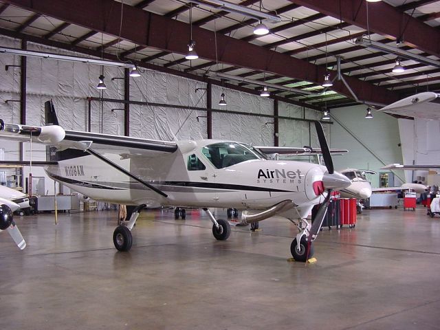 Cessna Caravan (USC110) - N108AN, one of the newer AirNet vans.  Ugly, slow, and good to go.