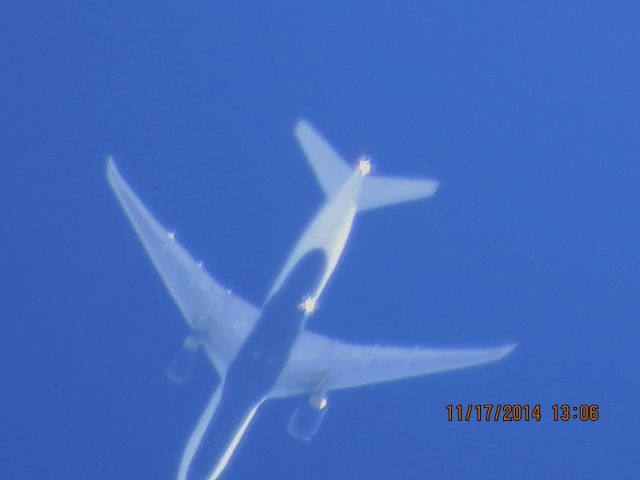 BOEING 777-200LR (N705DN) - Delta Airlines flight 94 from Tokyo to ATL over Baxter Springs Kansas (78Ks) at 37,000 feet.